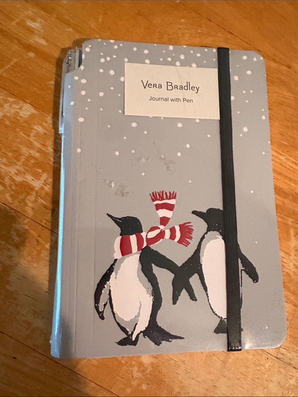 NWT Vera Bradley Gray Penguin Notebook with Red Scarf Accent